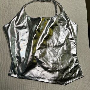 SHEIN medium metallic silver halter top